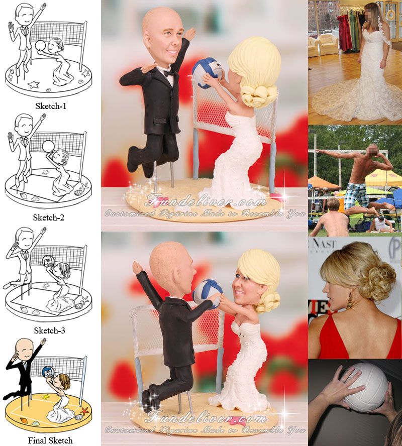Sand Volleyball Wedding Cake Toppers